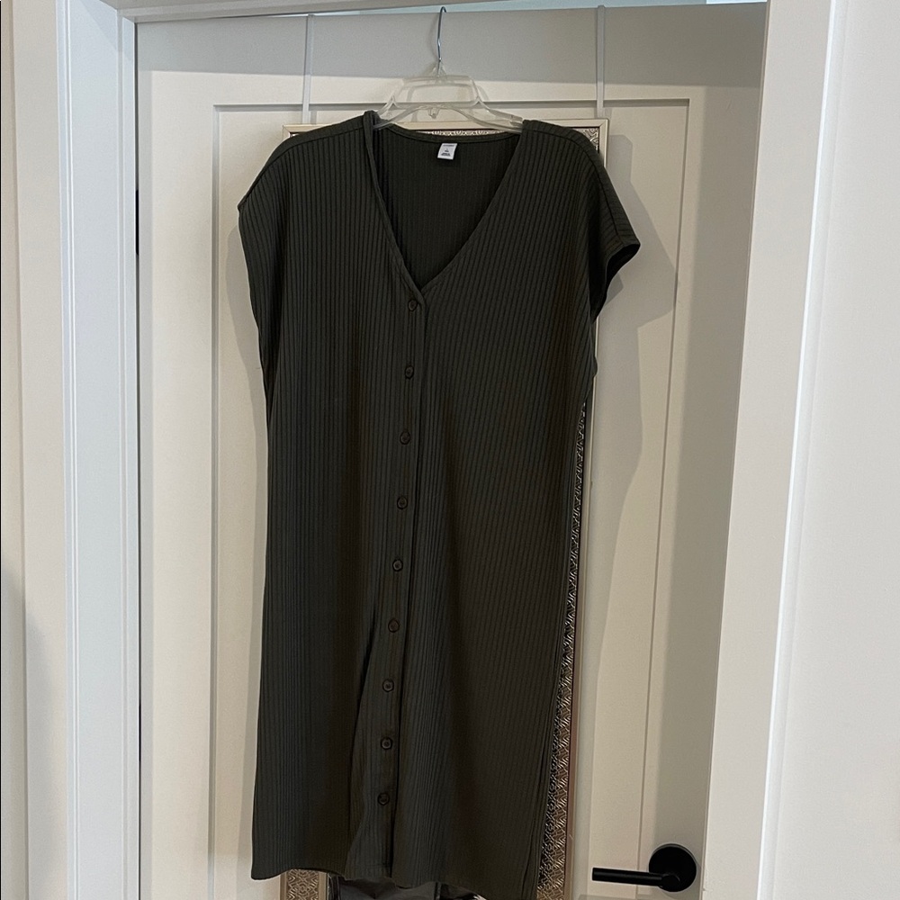 Old Navy Olive Green Button-Down Dress